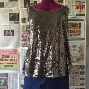 Earth Tone Green Sequin Tank Top